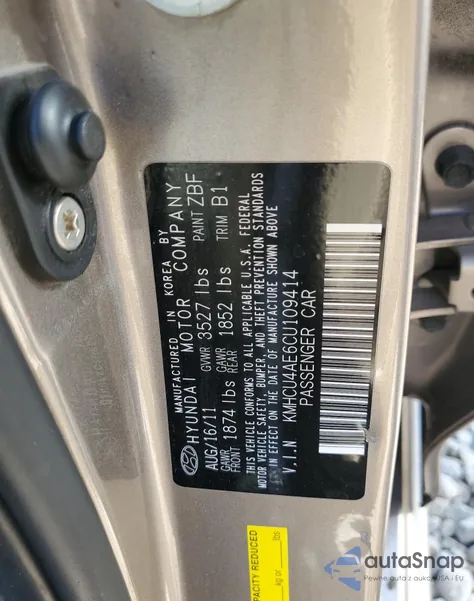 2012 Hyundai Accent Gls from USA, damaged, VIN KMHCU4AE6CU109414